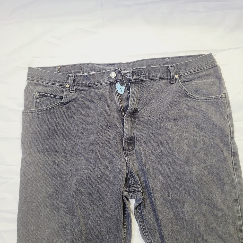 Wrangler Vintage Mens Faded Black Straight Leg Denim Jeans 42x30 - J73 - Picture 3 of 11